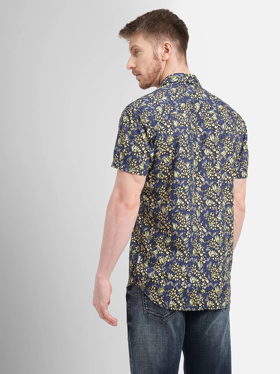 Blue Floral Short Sleeves Shirt - Image 4