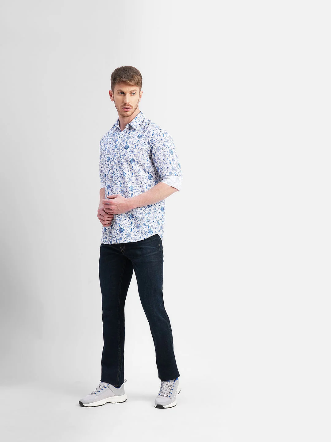 White Floral Print Full Sleeves Shirt - Image 6