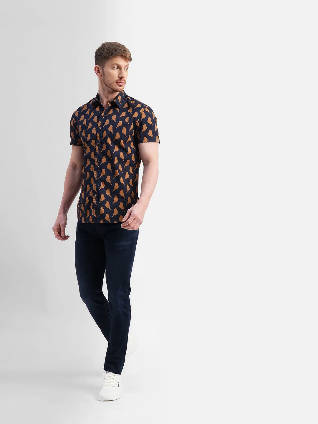 Dark Blue Printed Short Sleeves Shirt - Image 6