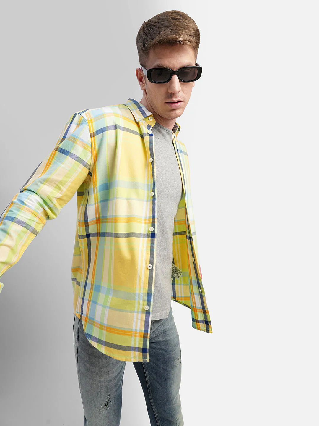 Green Check Print Full Sleeves Shirt