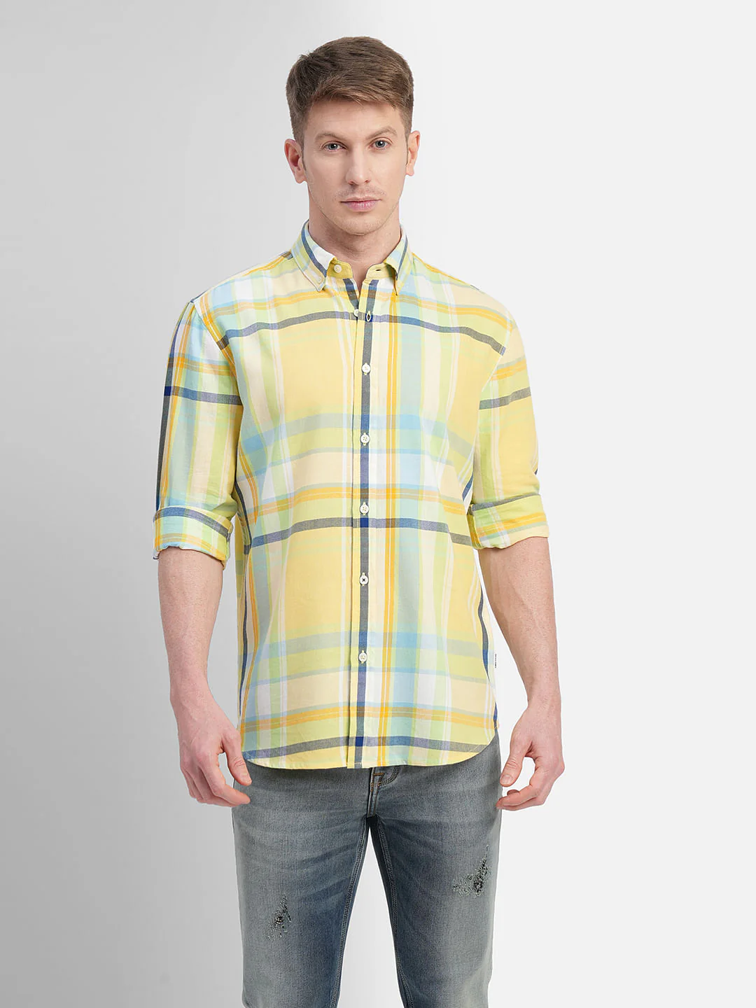Green Check Print Full Sleeves Shirt - Image 2