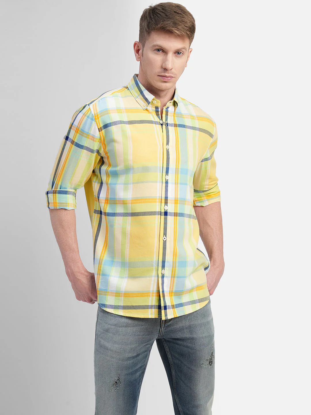 Green Check Print Full Sleeves Shirt - Image 3