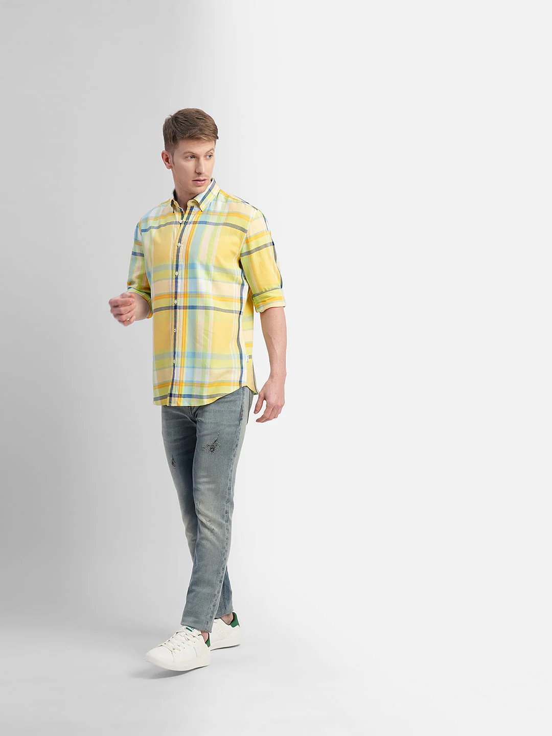 Green Check Print Full Sleeves Shirt - Image 6