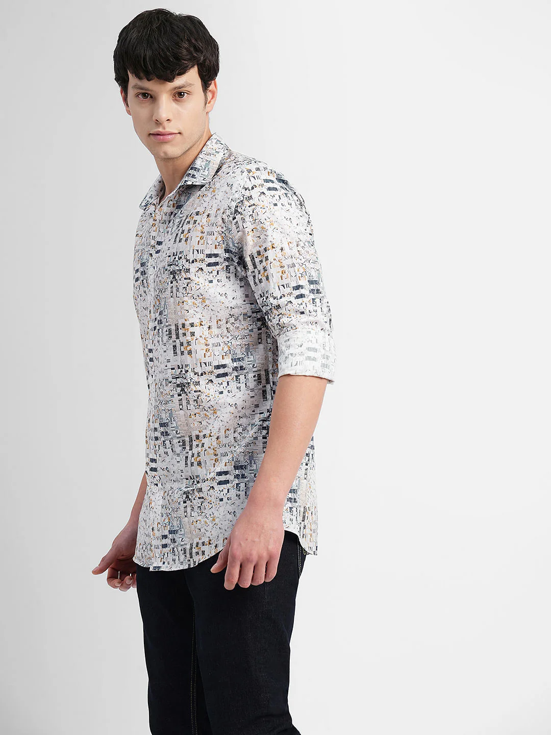 White Printed Full Sleeves Shirt - Image 3