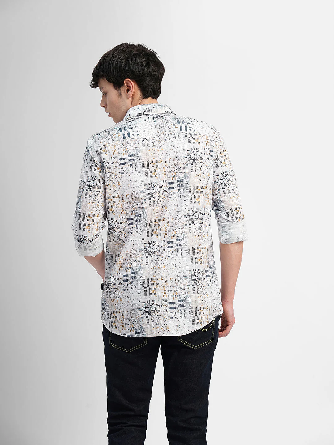 White Printed Full Sleeves Shirt - Image 4