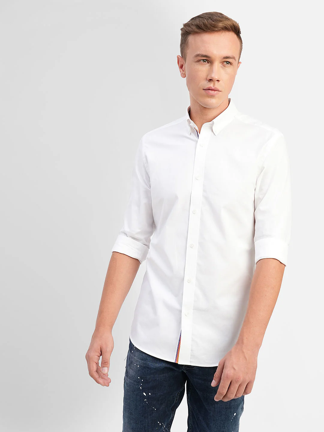 White Cotton Full Sleeves Shirt - Image 2