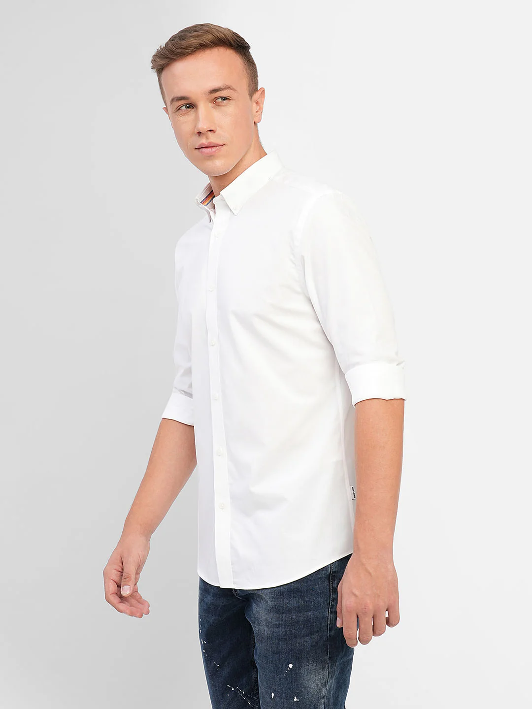 White Cotton Full Sleeves Shirt - Image 3