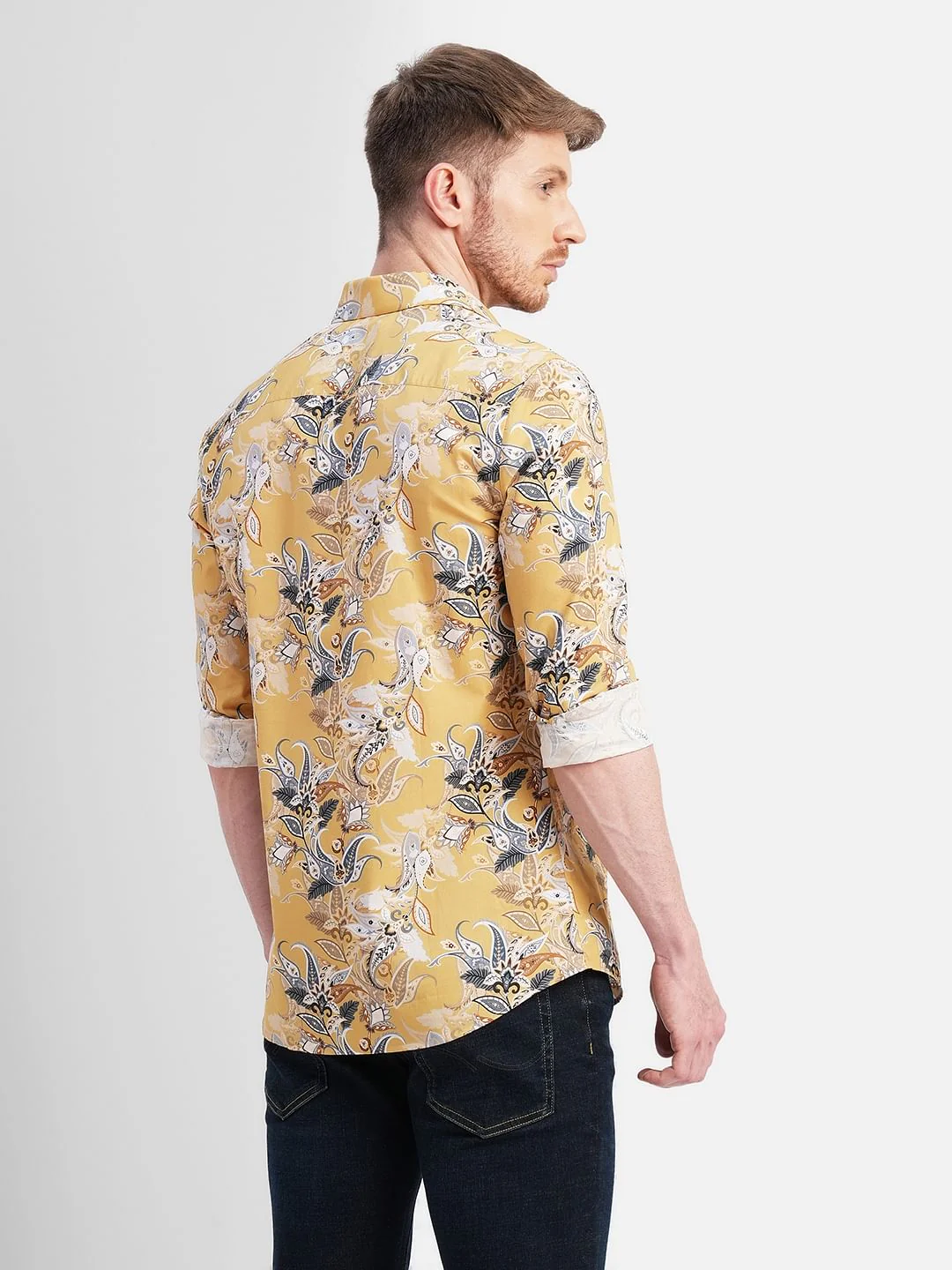 Yellow Floral Full Sleeves Shirt - Image 4