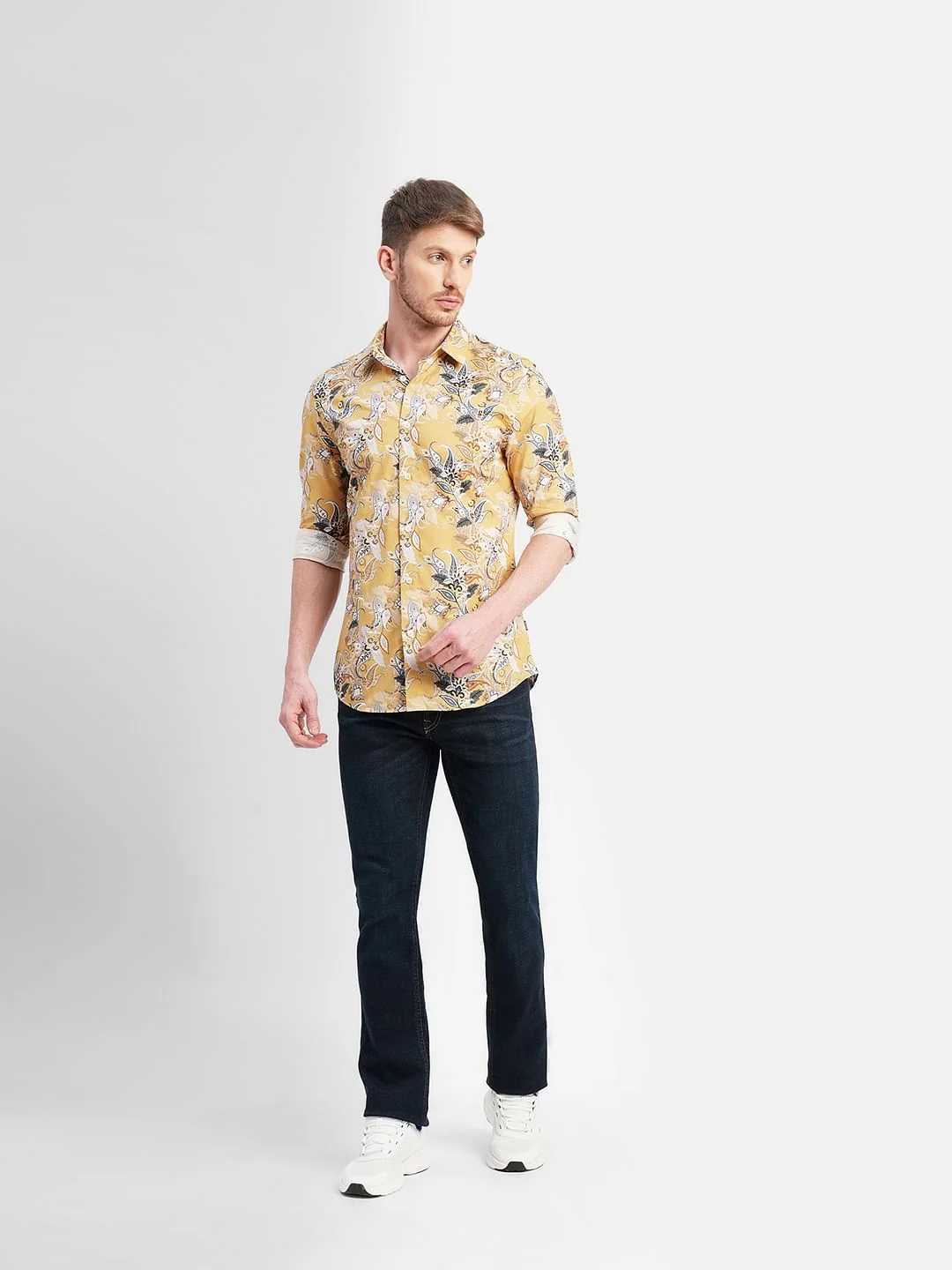 Yellow Floral Full Sleeves Shirt - Image 6