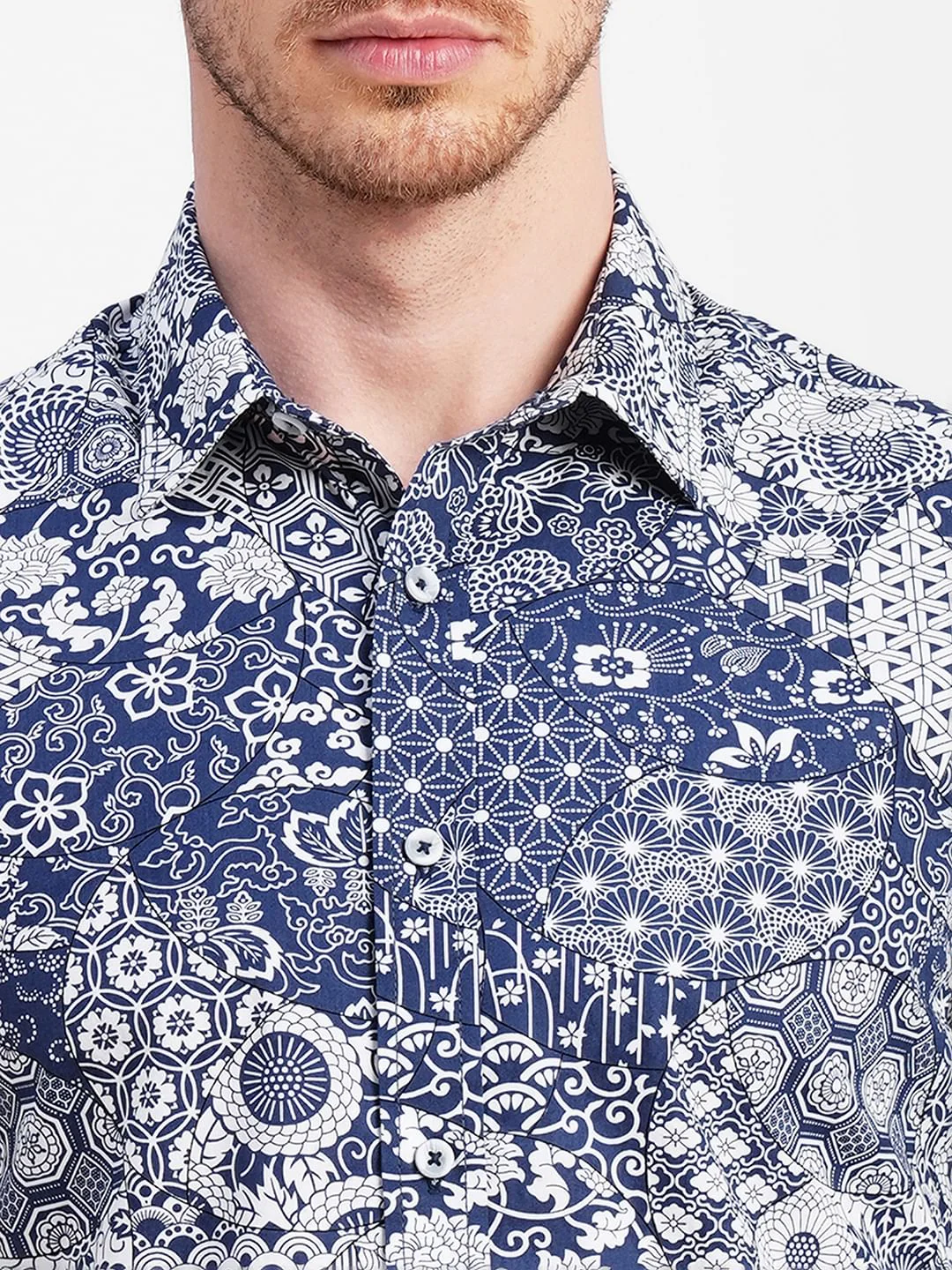Blue All Over Print Full Sleeves Shirt - Image 5