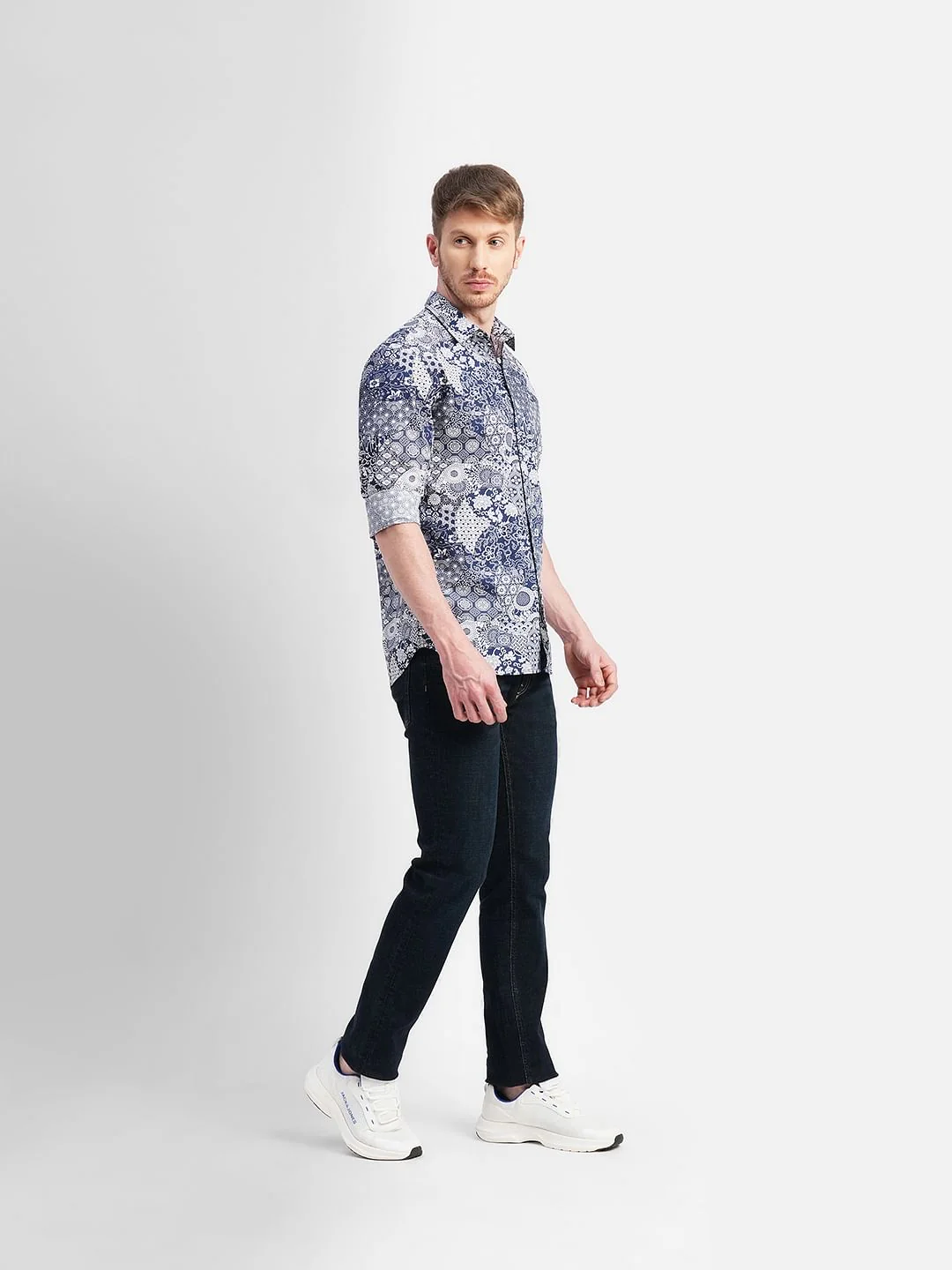 Blue All Over Print Full Sleeves Shirt - Image 6