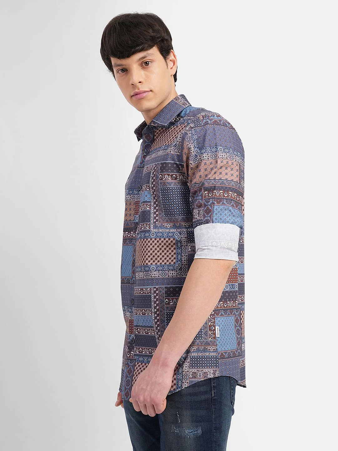 Blue All Over Print Full Sleeves Shirt - Image 3