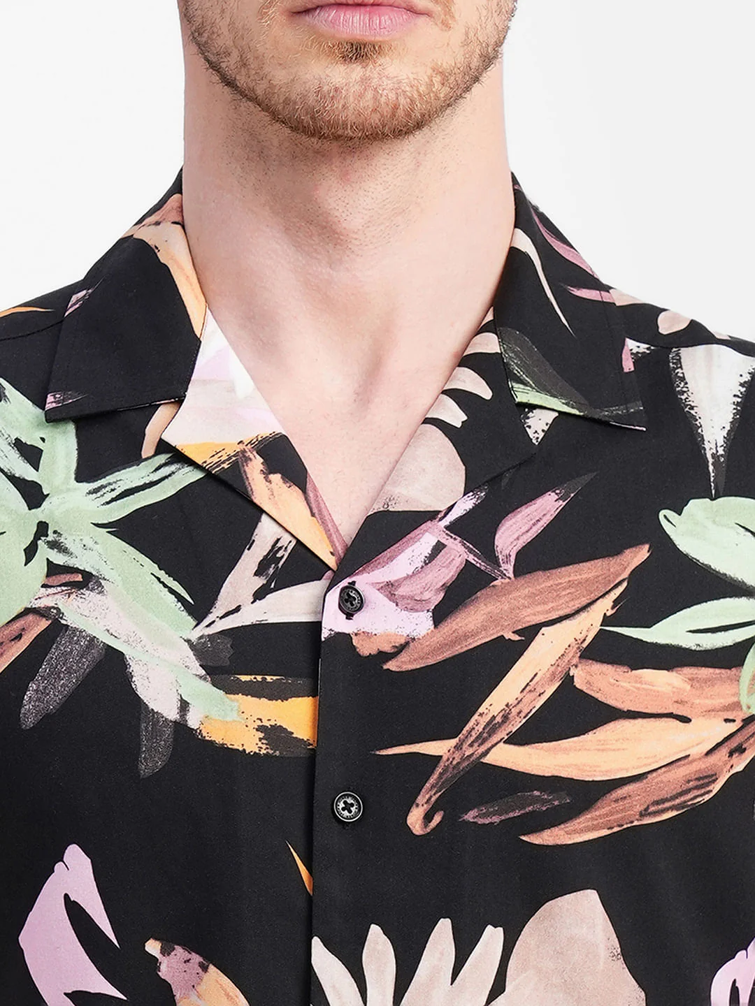 Black Printed Short Sleeves Shirt - Image 5