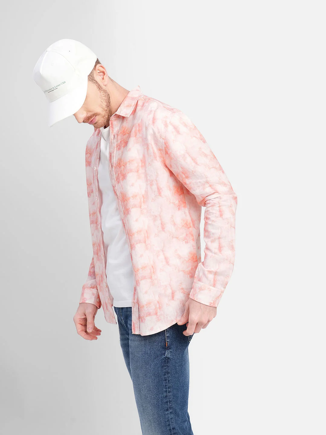 White Ombre Print Full Sleeves Shirt