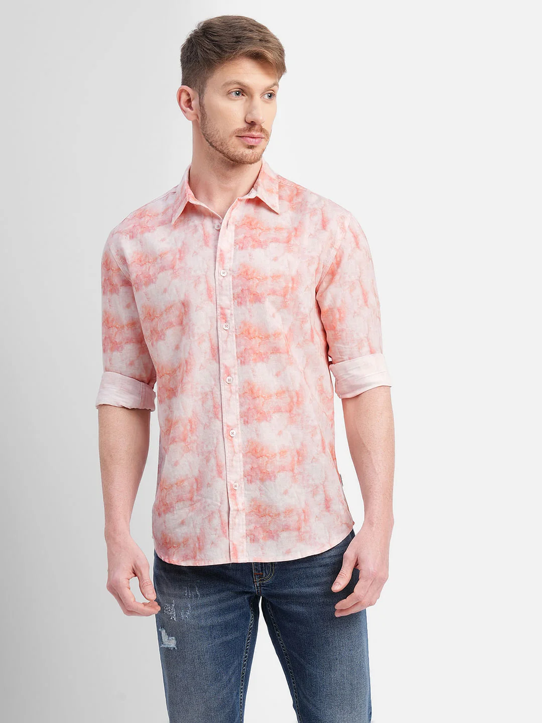 White Ombre Print Full Sleeves Shirt - Image 2
