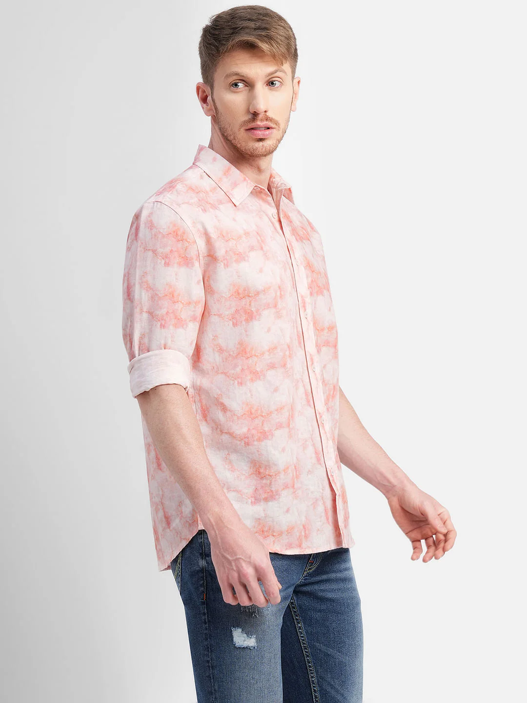 White Ombre Print Full Sleeves Shirt - Image 3