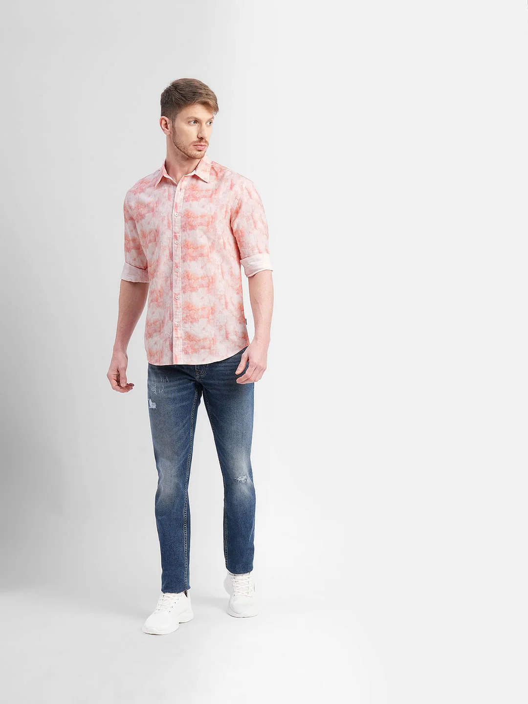 White Ombre Print Full Sleeves Shirt - Image 6