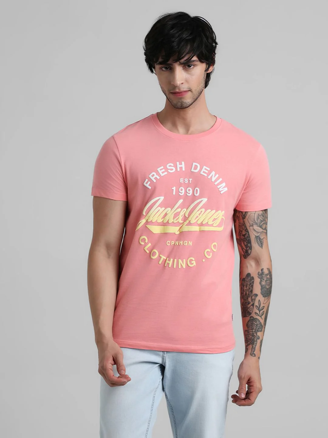 Pink Logo Text Crew Beck T-shirt - Image 2