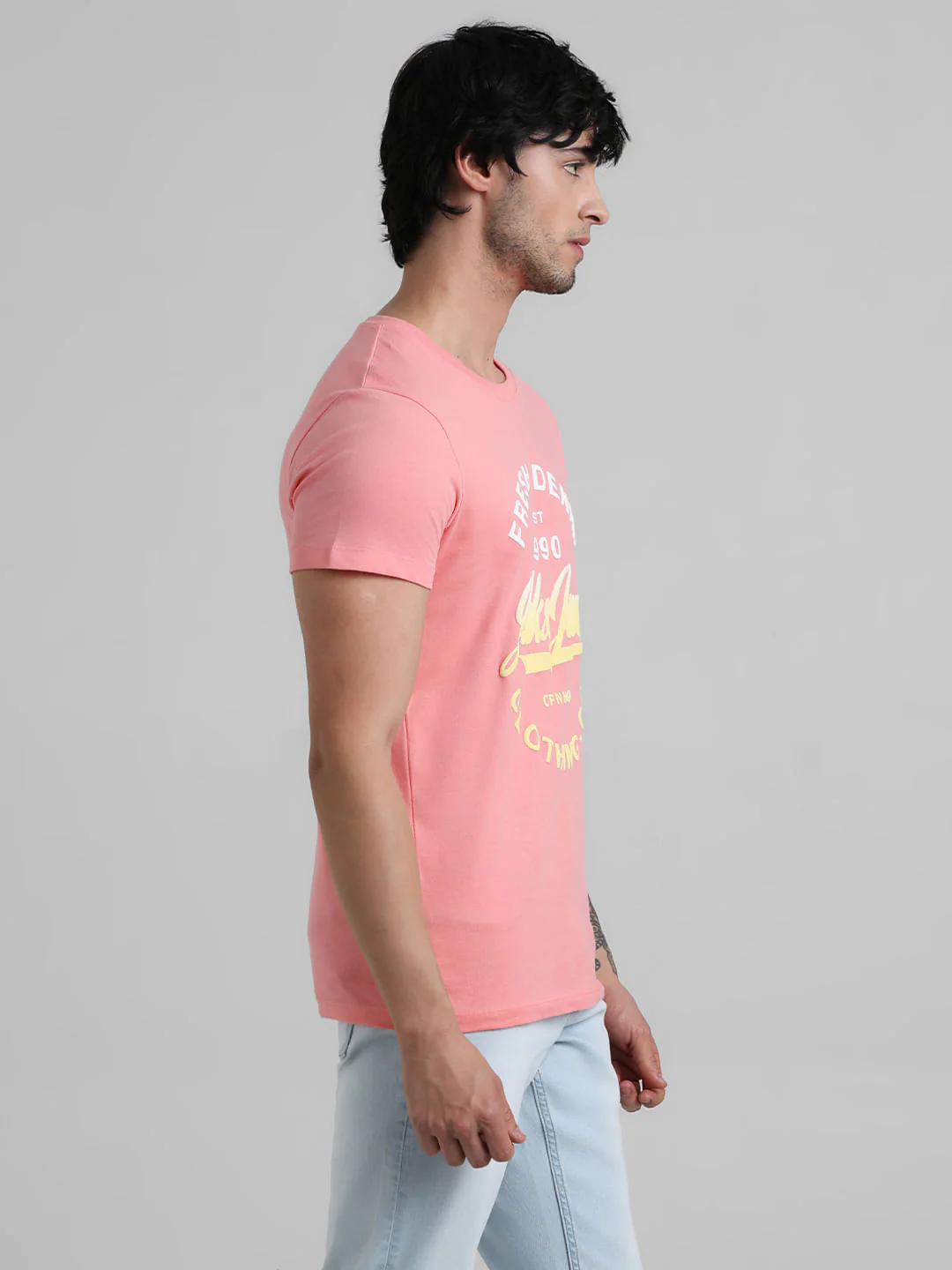 Pink Logo Text Crew Beck T-shirt - Image 3