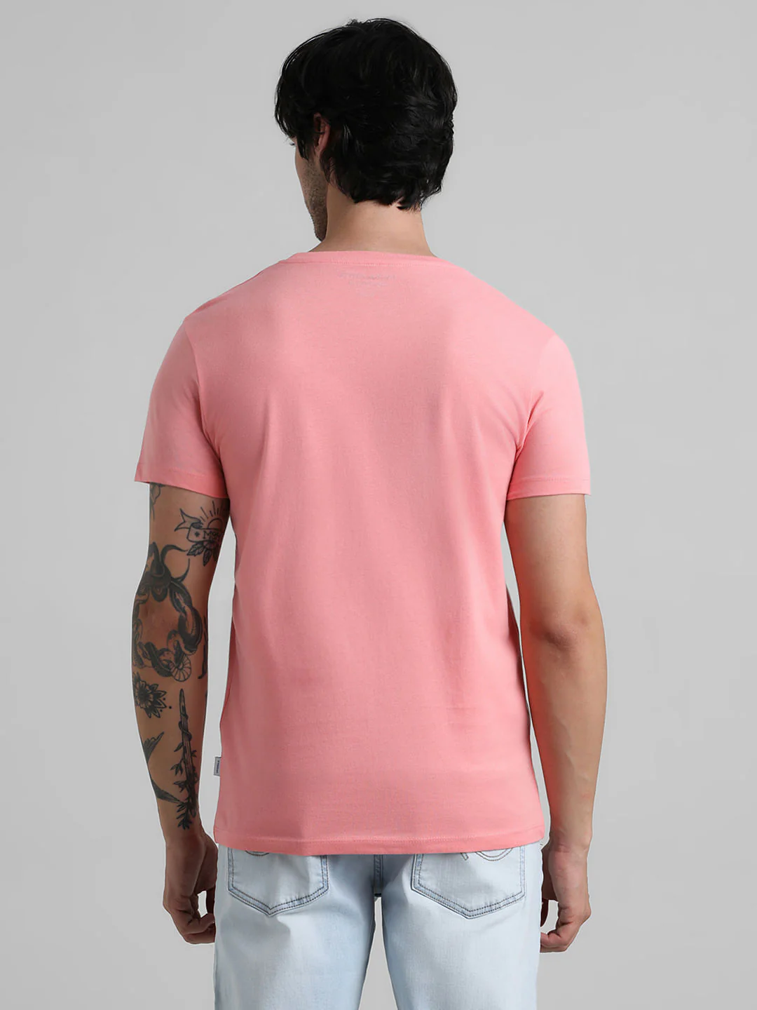 Pink Logo Text Crew Beck T-shirt - Image 4