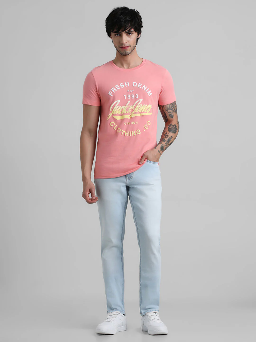 Pink Logo Text Crew Beck T-shirt - Image 6