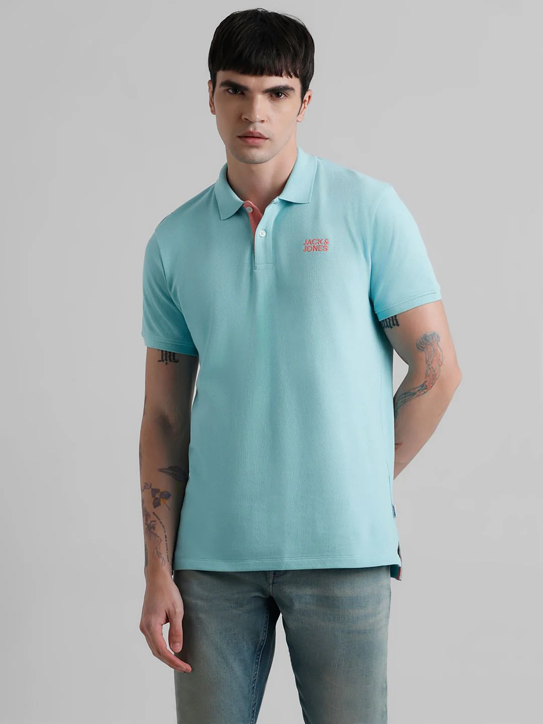 Blue Contrast Inner Neck Polo T-shirt - Image 2