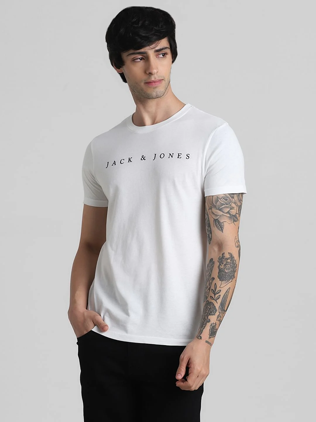 White Logo Text Crew Neck T-shirt - Image 2