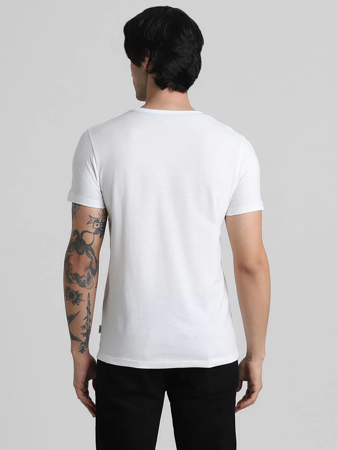 White Logo Text Crew Neck T-shirt - Image 4