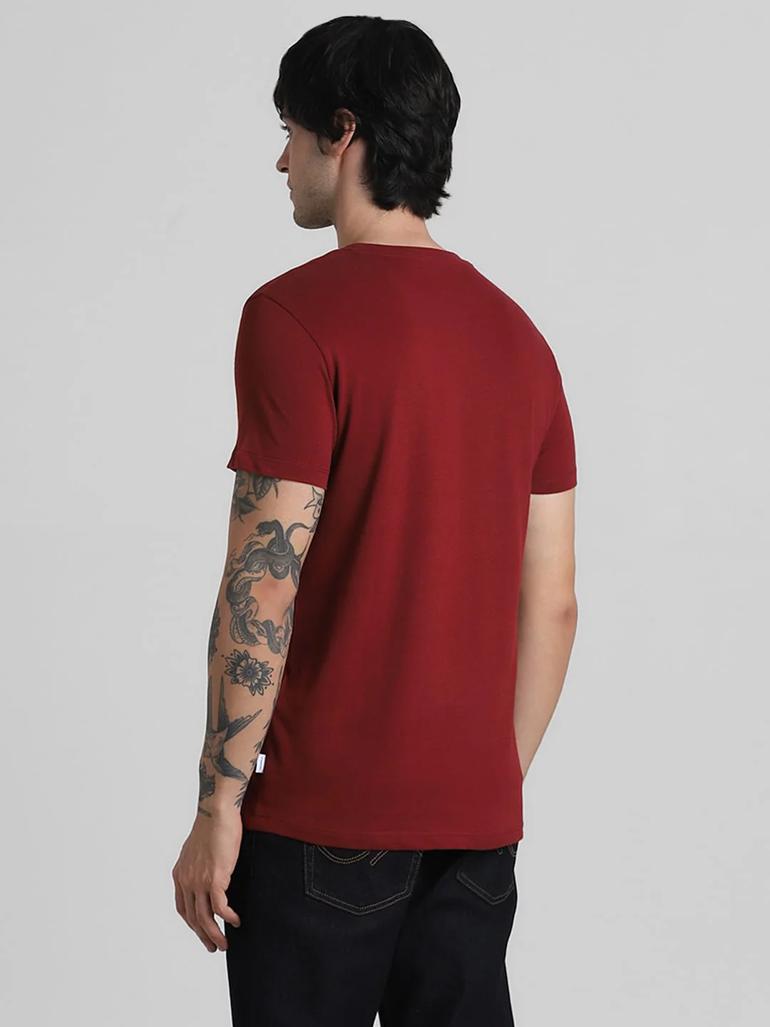 Dark Red Logo Text Crew Neck T-shirt - Image 4