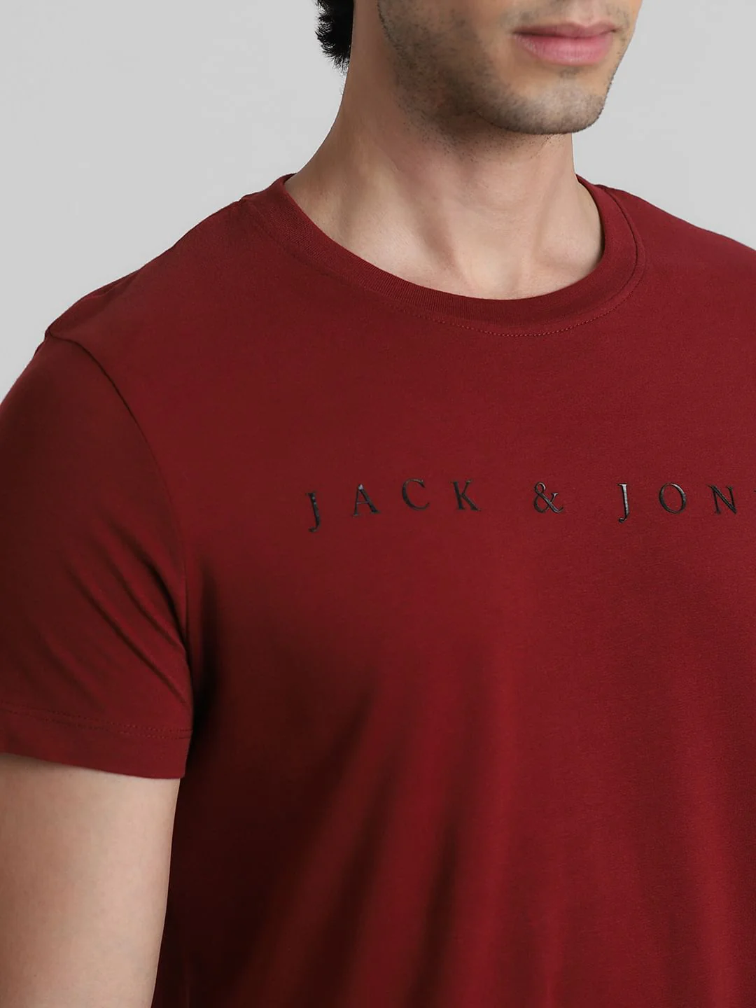 Dark Red Logo Text Crew Neck T-shirt - Image 5