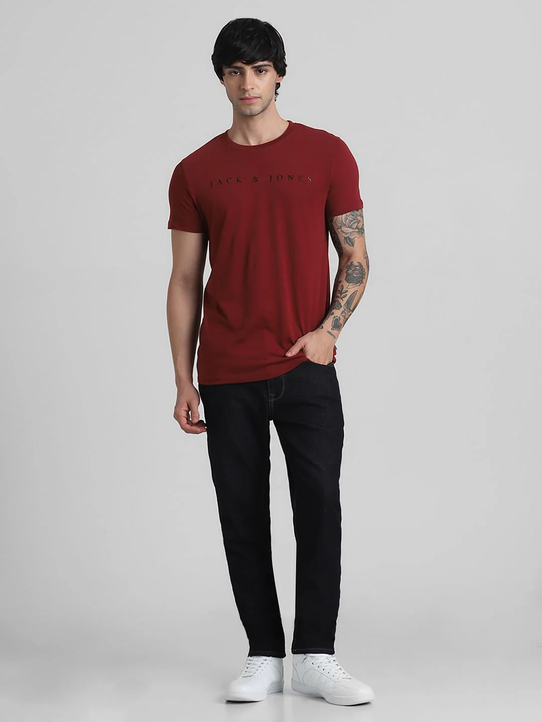 Dark Red Logo Text Crew Neck T-shirt - Image 6