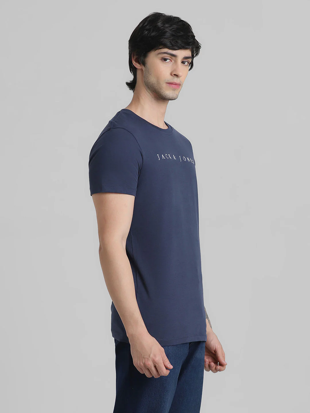 Blue Logo Text Crew Neck T-shirt - Image 3