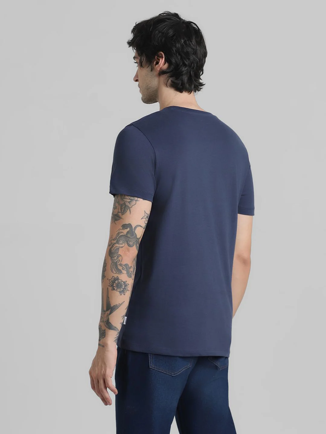 Blue Logo Text Crew Neck T-shirt - Image 4