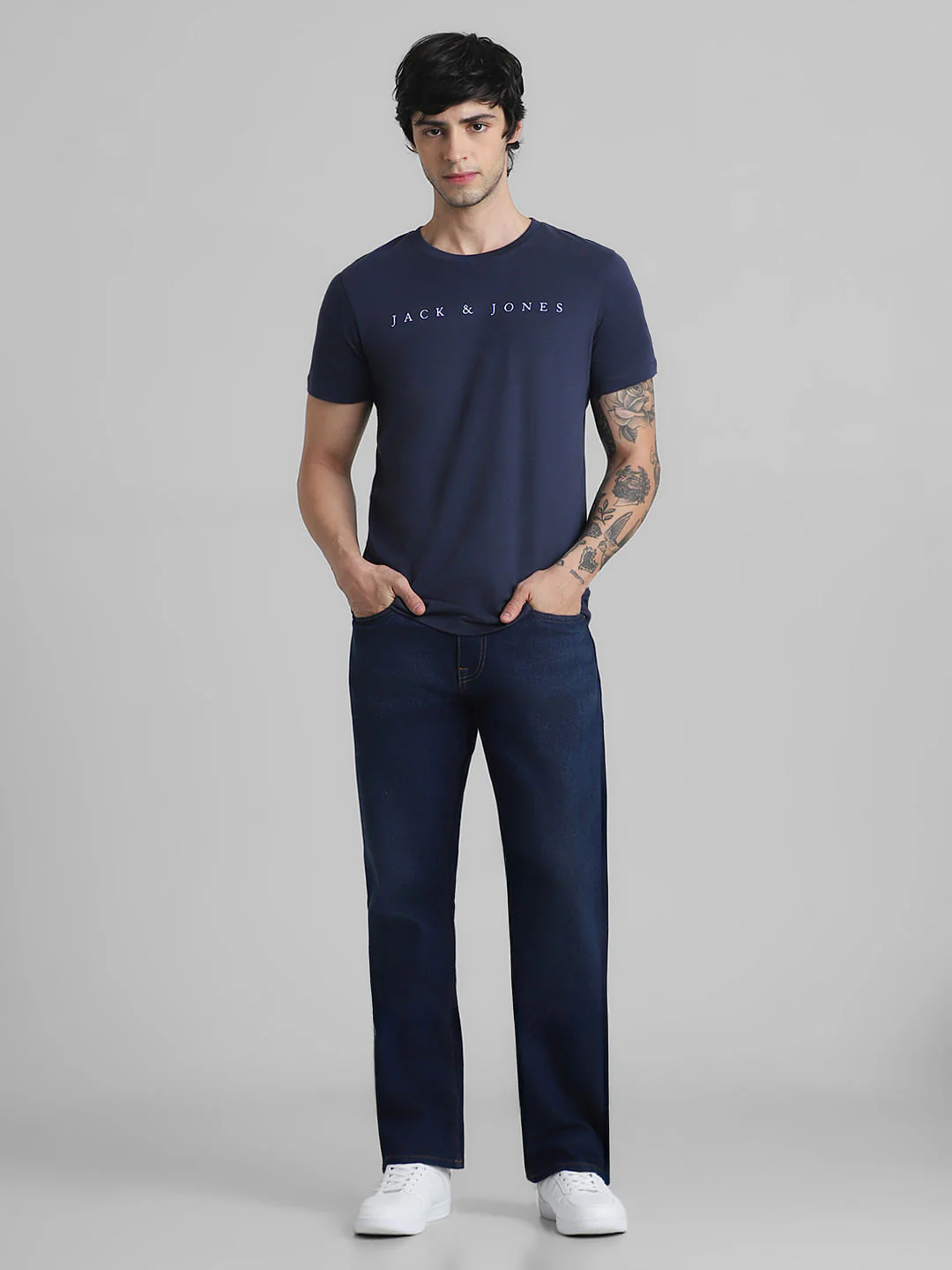 Blue Logo Text Crew Neck T-shirt - Image 6