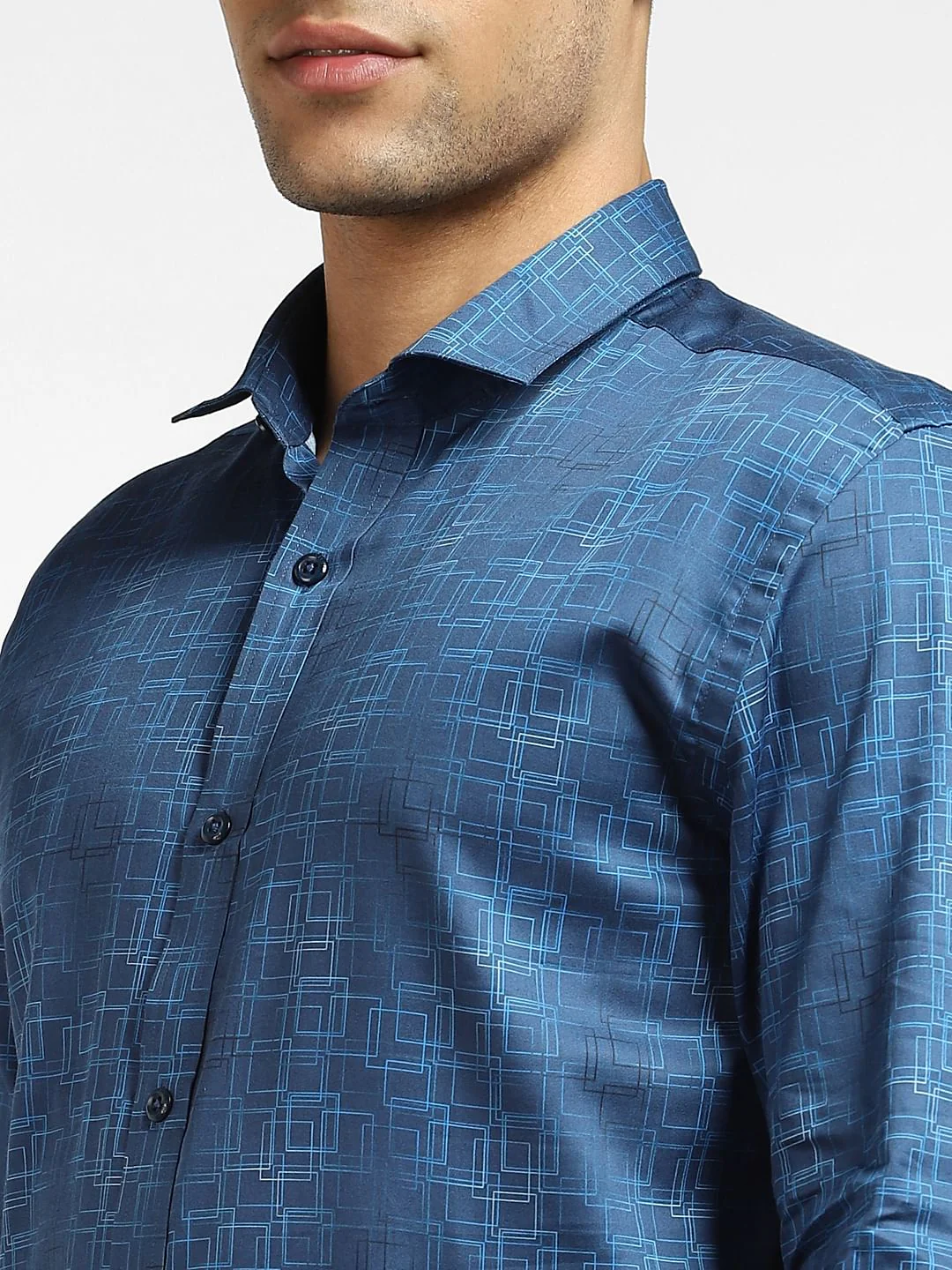 Blue Abstract Print Full Sleeves Shirt - Image 5