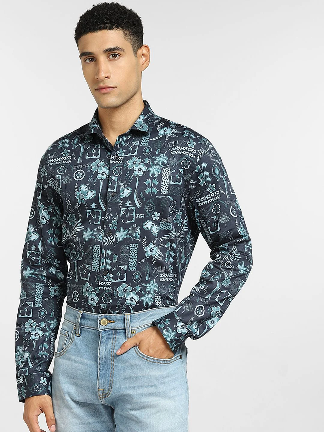 Blue All Over Print Full Sleeves Shirt - Image 2