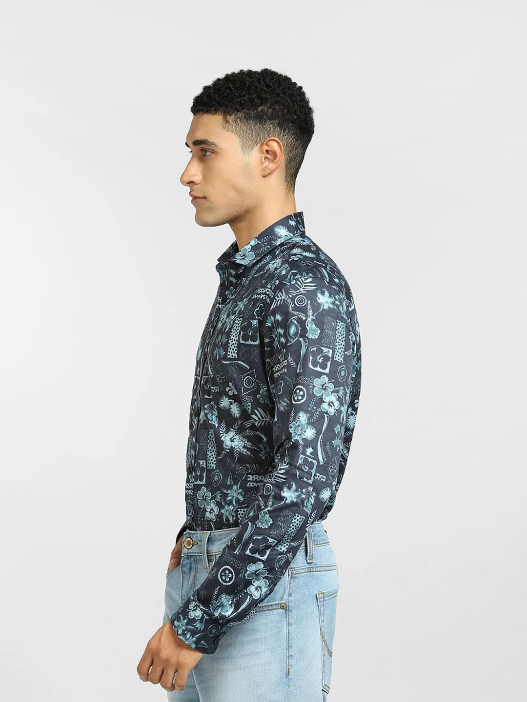 Blue All Over Print Full Sleeves Shirt - Image 3