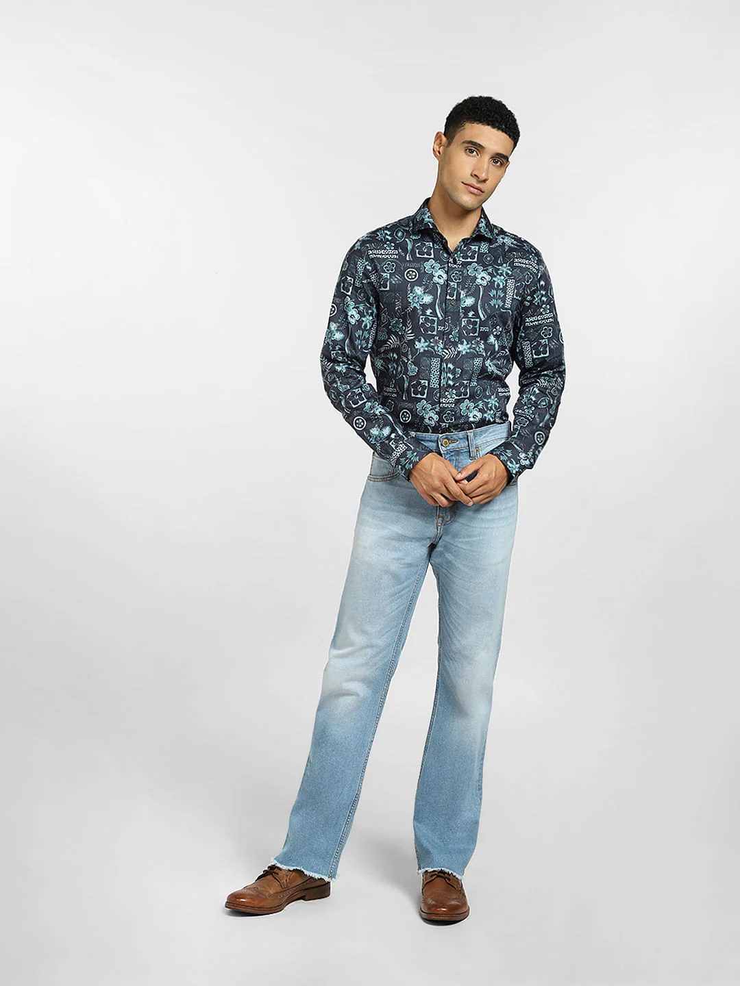 Blue All Over Print Full Sleeves Shirt - Image 6