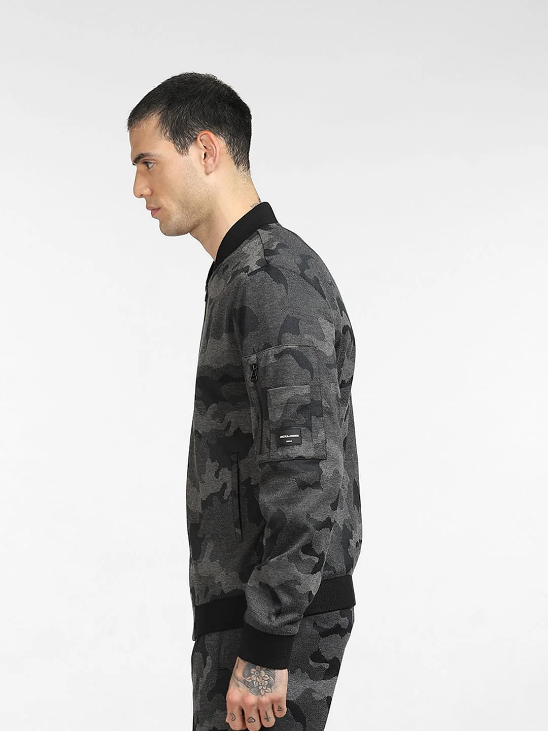 Black Camo Print Co-ord Bomber Jacket - Image 3