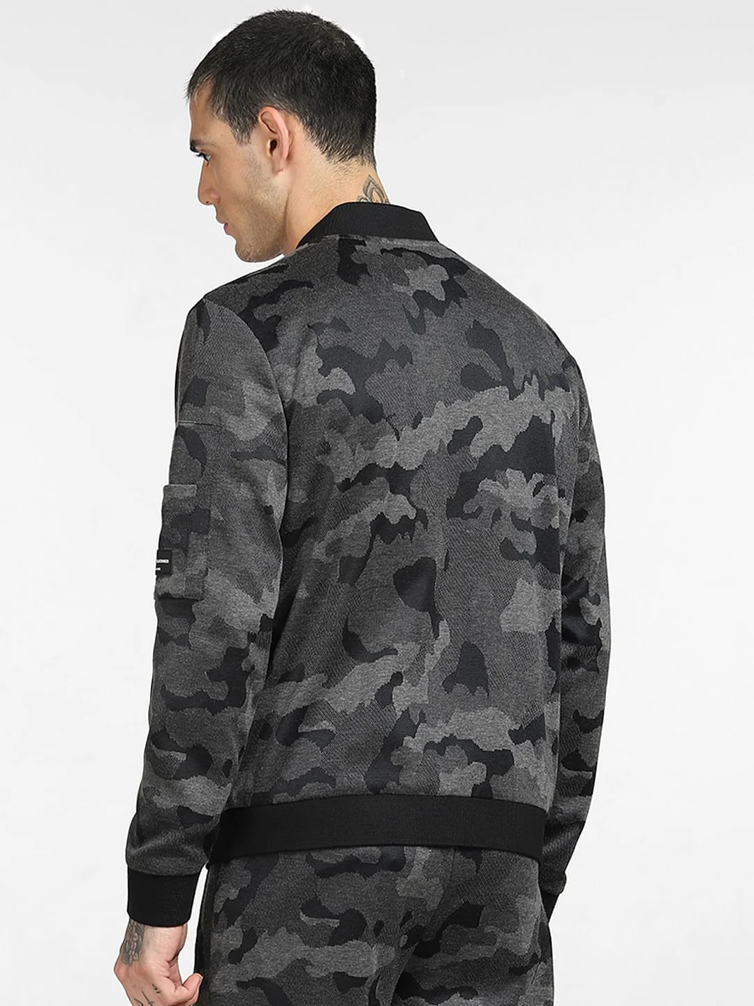 Black Camo Print Co-ord Bomber Jacket - Image 4