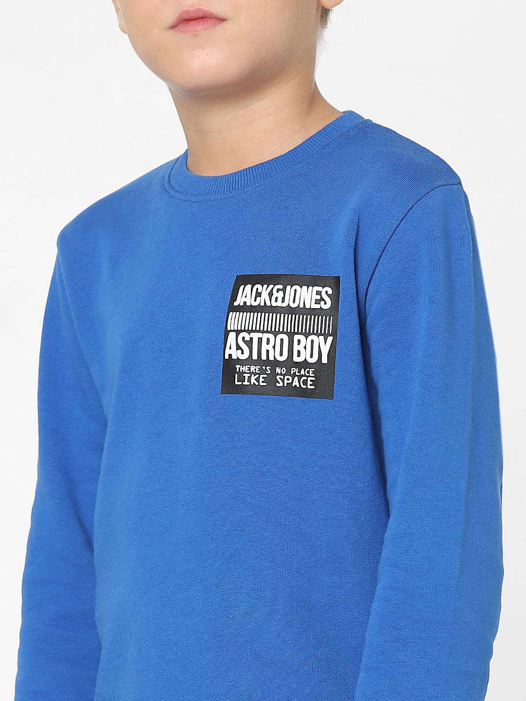 Boys Blue Patch Text Print Sweatshirt - Image 5