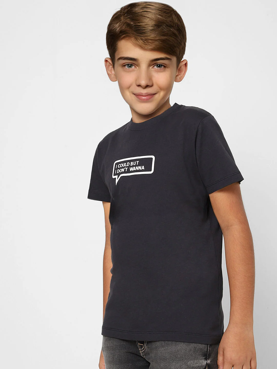 Boys Black Slogan Print Crew Neck T-shirt - Image 3