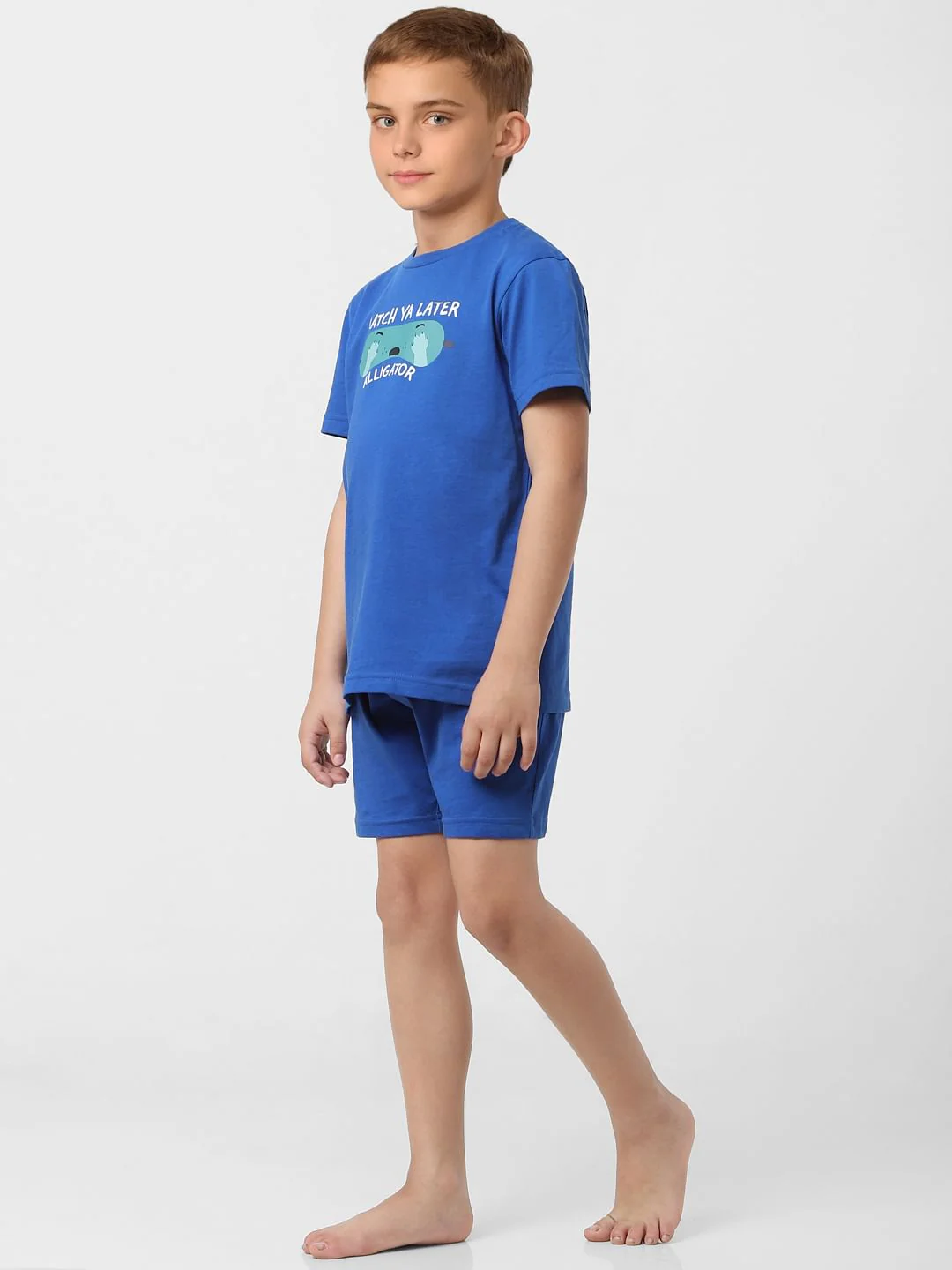 Boys Blue T-shirt & Shorts Sleepwear Set - Image 2