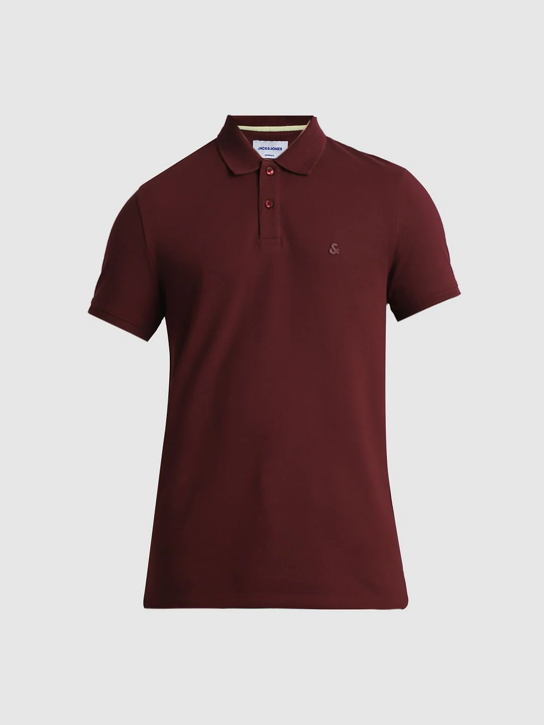 Maroon Solid Polo Neck T-shirt - Image 7