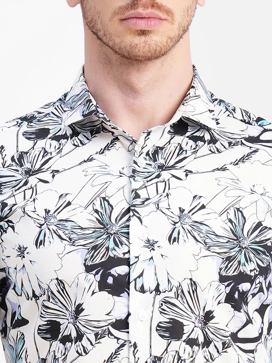 White Floral Full Sleeves Shirt - Image 5