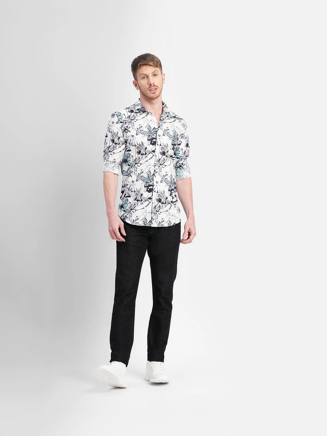 White Floral Full Sleeves Shirt - Image 6