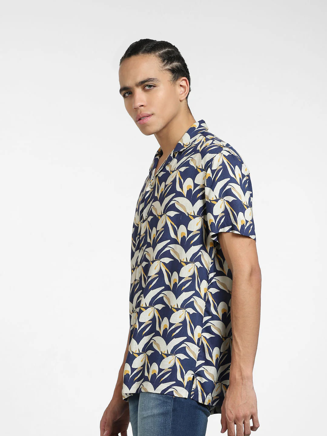Dark Blue Printed Short Sleeves Shirt - Image 3