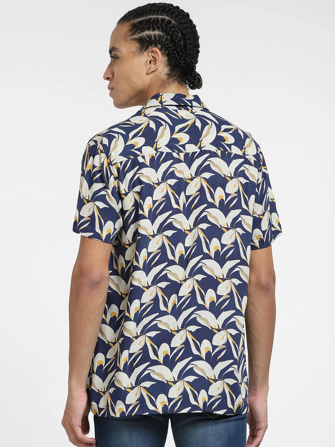 Dark Blue Printed Short Sleeves Shirt - Image 4