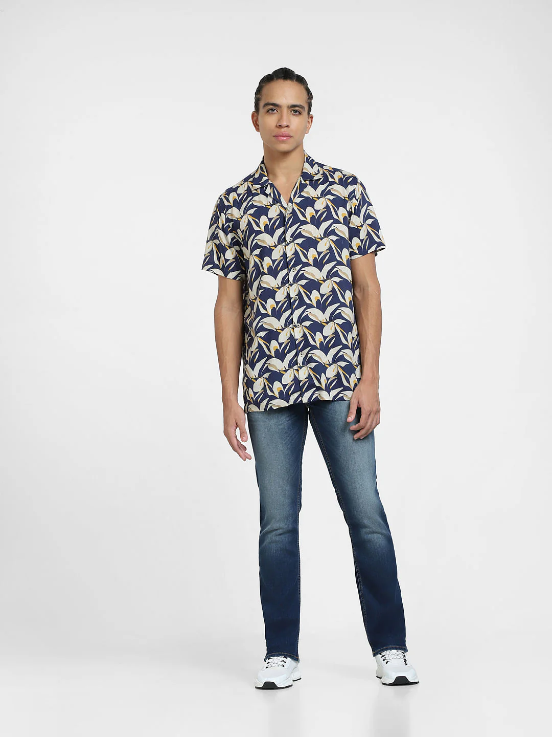 Dark Blue Printed Short Sleeves Shirt - Image 6