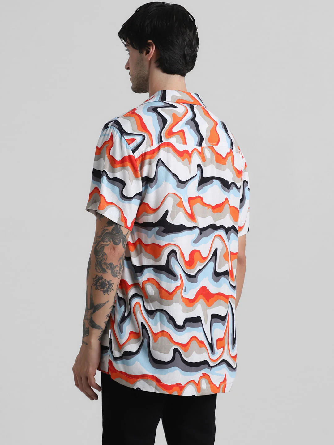 Orange Printed Short Sleeves Shirt - Image 4